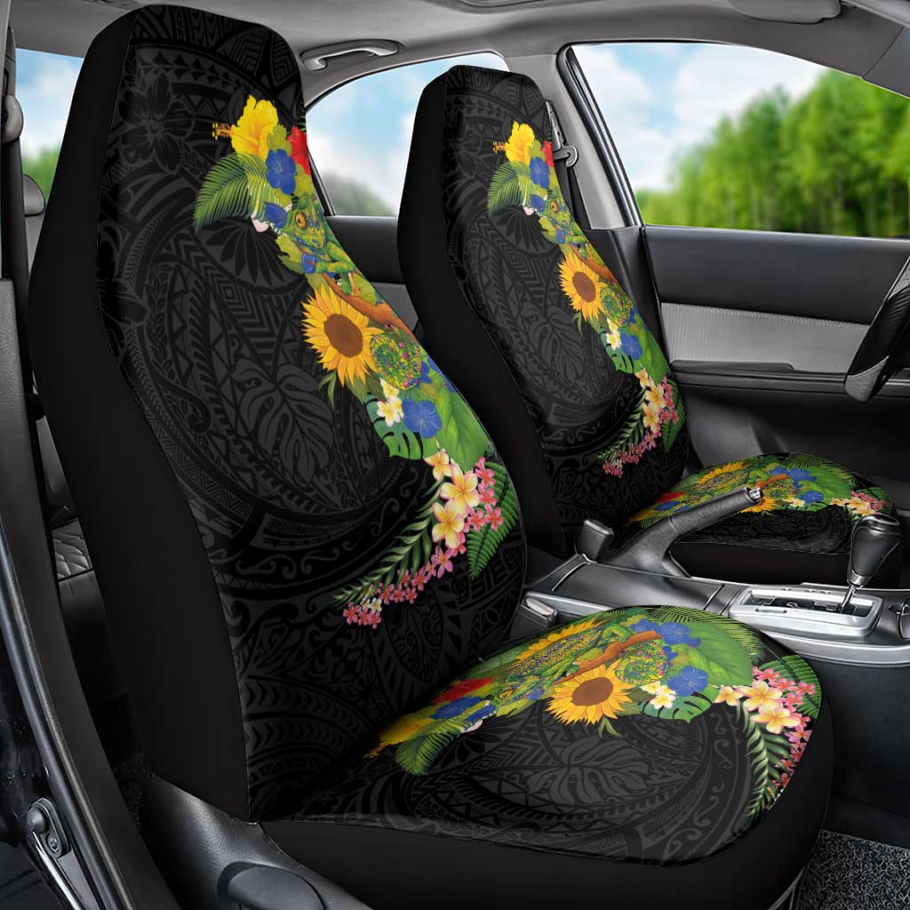 Hawaiian Tropical Plants and Chameleon Car Seat Cover Polynesian Art Colorful - Polynesian Pride