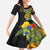 Hawaiian Tropical Plants and Chameleon Family Matching Long Sleeve Bodycon Dress and Hawaiian Shirt Polynesian Art Colorful - Polynesian Pride