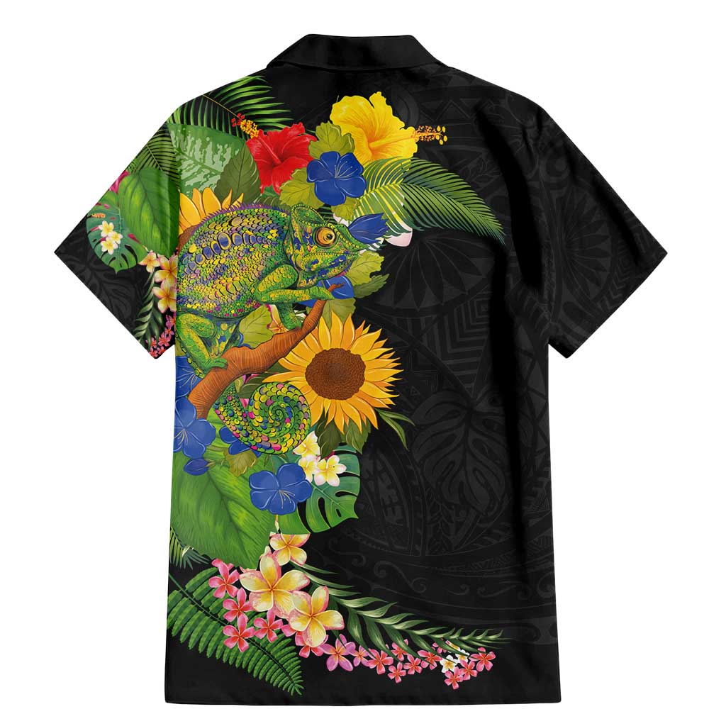 Hawaiian Tropical Plants and Chameleon Family Matching Mermaid Dress and Hawaiian Shirt Polynesian Art Colorful LT03 - Polynesian Pride