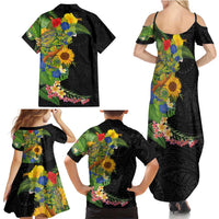 Hawaiian Tropical Plants and Chameleon Family Matching Summer Maxi Dress and Hawaiian Shirt Polynesian Art Colorful LT03 - Polynesian Pride