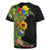 Hawaiian Tropical Plants and Chameleon Rugby Jersey Polynesian Art Colorful - Polynesian Pride