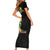 Hawaiian Tropical Plants and Chameleon Short Sleeve Bodycon Dress Polynesian Art Colorful - Polynesian Pride