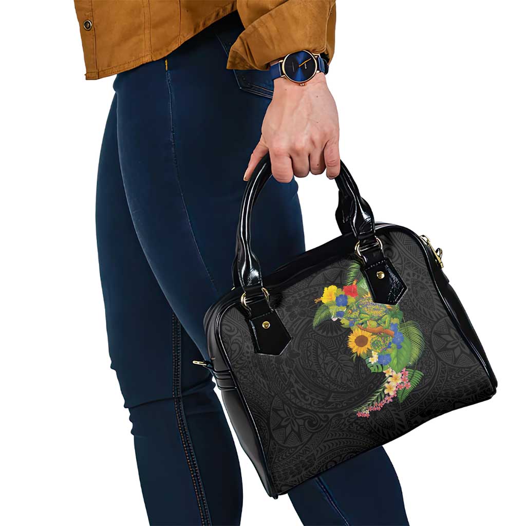 Hawaiian Tropical Plants and Chameleon Shoulder Handbag Polynesian Art Colorful - Polynesian Pride