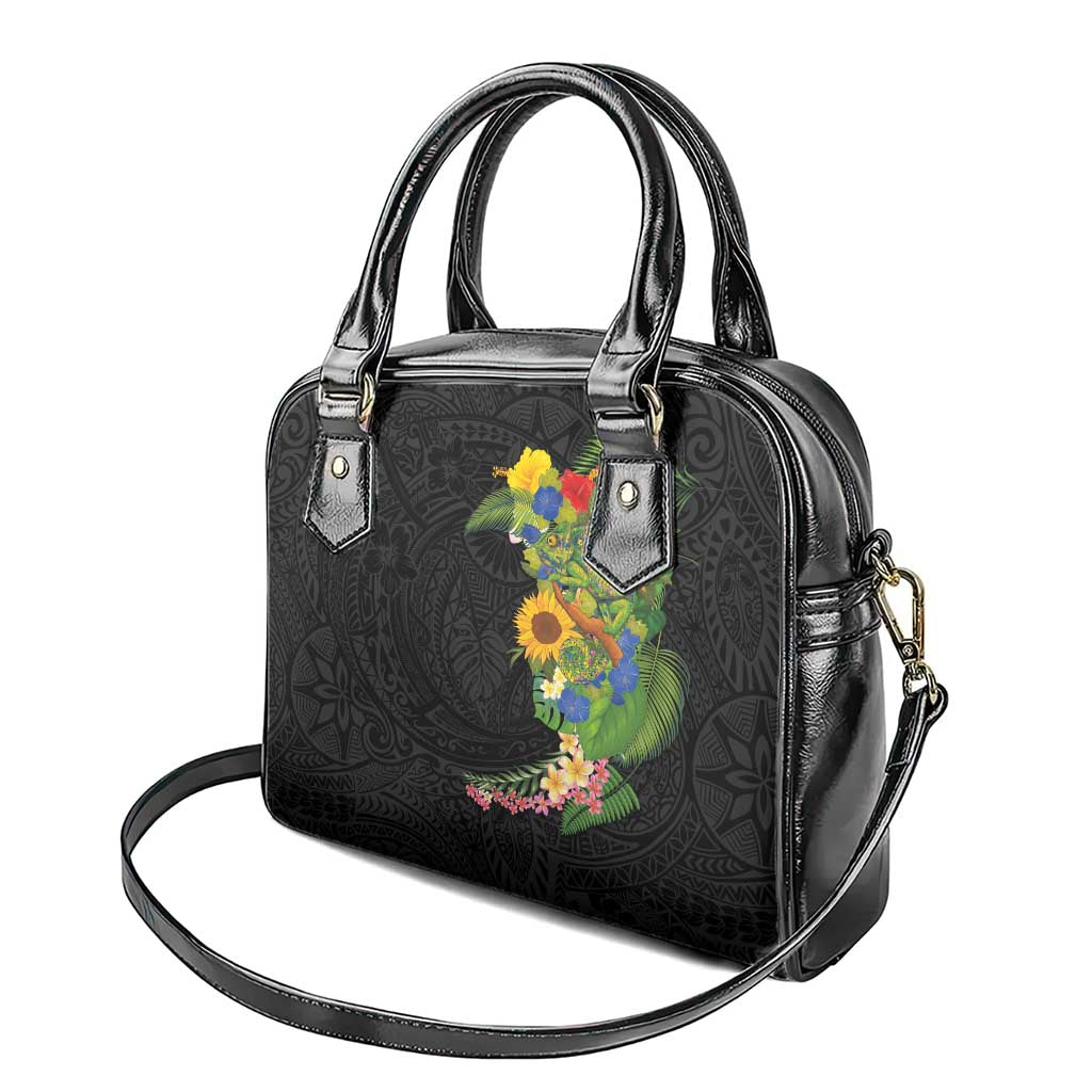 Hawaiian Tropical Plants and Chameleon Shoulder Handbag Polynesian Art Colorful - Polynesian Pride