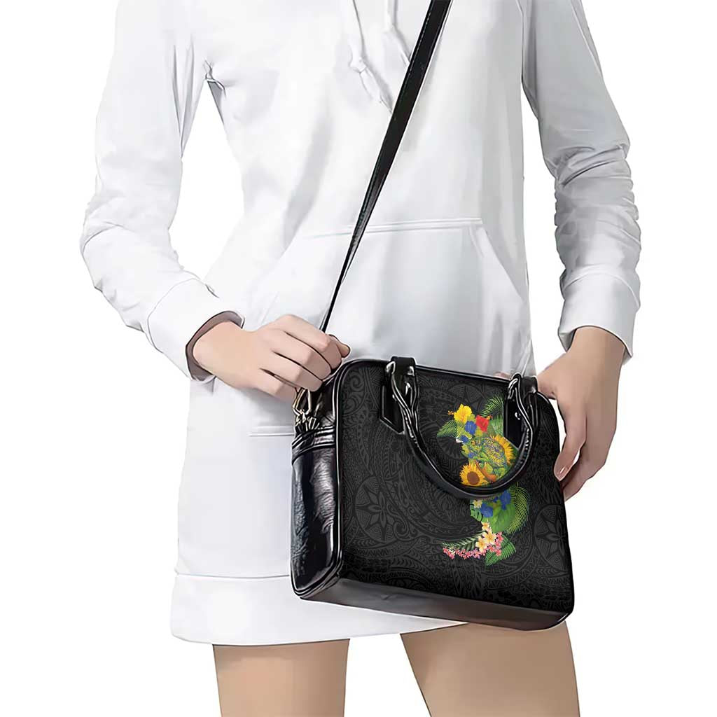 Hawaiian Tropical Plants and Chameleon Shoulder Handbag Polynesian Art Colorful - Polynesian Pride