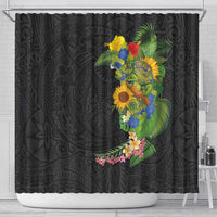 Hawaiian Tropical Plants and Chameleon Shower Curtain Polynesian Art Colorful - Polynesian Pride