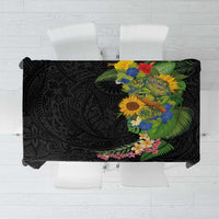 Hawaiian Tropical Plants and Chameleon Tablecloth Polynesian Art Colorful - Polynesian Pride