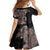Hawaiian Tropical Plants and Chameleon Family Matching Long Sleeve Bodycon Dress and Hawaiian Shirt Polynesian Art Grayscale - Polynesian Pride