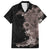 Hawaiian Tropical Plants and Chameleon Family Matching Long Sleeve Bodycon Dress and Hawaiian Shirt Polynesian Art Grayscale - Polynesian Pride