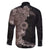 Hawaiian Tropical Plants and Chameleon Family Matching Long Sleeve Bodycon Dress and Hawaiian Shirt Polynesian Art Grayscale - Polynesian Pride
