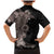 Hawaiian Tropical Plants and Chameleon Family Matching Mermaid Dress and Hawaiian Shirt Polynesian Art Grayscale - Polynesian Pride