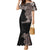 Hawaiian Tropical Plants and Chameleon Family Matching Mermaid Dress and Hawaiian Shirt Polynesian Art Grayscale - Polynesian Pride
