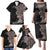 Hawaiian Tropical Plants and Chameleon Family Matching Puletasi and Hawaiian Shirt Polynesian Art Grayscale - Polynesian Pride