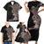 Hawaiian Tropical Plants and Chameleon Family Matching Short Sleeve Bodycon Dress and Hawaiian Shirt Polynesian Art Grayscale - Polynesian Pride