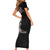 Hawaiian Tropical Plants and Chameleon Short Sleeve Bodycon Dress Polynesian Art Grayscale - Polynesian Pride