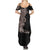 Hawaiian Tropical Plants and Chameleon Summer Maxi Dress Polynesian Art Grayscale - Polynesian Pride
