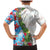 Hawaiian Tropical Flowers and Leaves Family Matching Mermaid Dress and Hawaiian Shirt on Leopard Pattern Half Style White-Blue Version - Polynesian Pride