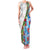Hawaiian Tropical Flowers and Leaves Family Matching Tank Maxi Dress and Hawaiian Shirt on Leopard Pattern Half Style White-Blue Version - Polynesian Pride