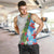 Hawaiian Tropical Flowers and Leaves Men Tank Top on Leopard Pattern Half Style White-Blue Version - Polynesian Pride