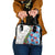 Hawaiian Tropical Flowers and Leaves Shoulder Handbag on Leopard Pattern Half Style White-Blue Version - Polynesian Pride