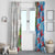 Hawaiian Tropical Flowers and Leaves Window Curtain on Leopard Pattern Half Style White-Blue Version - Polynesian Pride