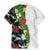 Hawaiian Tropical Flowers and Leaves Family Matching Mermaid Dress and Hawaiian Shirt on Leopard Pattern Half Style White-Black Version - Polynesian Pride