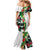 Hawaiian Tropical Flowers and Leaves Family Matching Mermaid Dress and Hawaiian Shirt on Leopard Pattern Half Style White-Black Version - Polynesian Pride