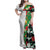 Hawaiian Tropical Flowers and Leaves Family Matching Off Shoulder Maxi Dress and Hawaiian Shirt on Leopard Pattern Half Style White-Black Version - Polynesian Pride