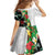 Hawaiian Tropical Flowers and Leaves Family Matching Tank Maxi Dress and Hawaiian Shirt on Leopard Pattern Half Style White-Black Version - Polynesian Pride