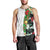 Hawaiian Tropical Flowers and Leaves Men Tank Top on Leopard Pattern Half Style White-Black Version - Polynesian Pride