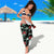 Hawaiian Tropical Flowers and Leaves Sarong on Leopard Pattern Half Style White-Black Version - Polynesian Pride