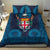 Fiji Coat of Arms Traditional Dashiki Bedding Set Tapa Art and Palm Leaves Pattern Dark Navy Color - Polynesian Pride