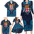 Fiji Coat of Arms Traditional Dashiki Family Matching Long Sleeve Bodycon Dress and Hawaiian Shirt Tapa Art and Palm Leaves Pattern Dark Navy Color - Polynesian Pride