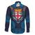 Fiji Coat of Arms Traditional Dashiki Family Matching Long Sleeve Bodycon Dress and Hawaiian Shirt Tapa Art and Palm Leaves Pattern Dark Navy Color - Polynesian Pride