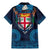 Fiji Coat of Arms Traditional Dashiki Family Matching Mermaid Dress and Hawaiian Shirt Tapa Art and Palm Leaves Pattern Dark Navy Color - Polynesian Pride