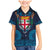 Fiji Coat of Arms Traditional Dashiki Family Matching Mermaid Dress and Hawaiian Shirt Tapa Art and Palm Leaves Pattern Dark Navy Color - Polynesian Pride