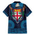 Fiji Coat of Arms Traditional Dashiki Family Matching Short Sleeve Bodycon Dress and Hawaiian Shirt Tapa Art and Palm Leaves Pattern Dark Navy Color - Polynesian Pride