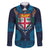 Fiji Coat of Arms Traditional Dashiki Family Matching Short Sleeve Bodycon Dress and Hawaiian Shirt Tapa Art and Palm Leaves Pattern Dark Navy Color - Polynesian Pride