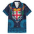 Fiji Coat of Arms Traditional Dashiki Family Matching Tank Maxi Dress and Hawaiian Shirt Tapa Art and Palm Leaves Pattern Dark Navy Color - Polynesian Pride