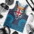 Fiji Coat of Arms Traditional Dashiki Men Tank Top Tapa Art and Palm Leaves Pattern Dark Navy Color - Polynesian Pride