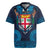 Fiji Coat of Arms Traditional Dashiki Rugby Jersey Tapa Art and Palm Leaves Pattern Dark Navy Color - Polynesian Pride