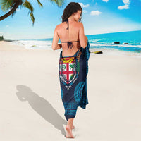Fiji Coat of Arms Traditional Dashiki Sarong Tapa Art and Palm Leaves Pattern Dark Navy Color - Polynesian Pride