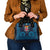 Fiji Coat of Arms Traditional Dashiki Shoulder Handbag Tapa Art and Palm Leaves Pattern Dark Navy Color - Polynesian Pride