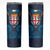 Fiji Coat of Arms Traditional Dashiki Skinny Tumbler Tapa Art and Palm Leaves Pattern Dark Navy Color - Polynesian Pride