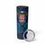 Fiji Coat of Arms Traditional Dashiki Skinny Tumbler Tapa Art and Palm Leaves Pattern Dark Navy Color - Polynesian Pride