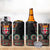 Fiji Coat of Arms Traditional Dashiki 4 in 1 Can Cooler Tumbler Tapa Art and Palm Leaves Pattern Black Color - Polynesian Pride