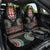 Fiji Coat of Arms Traditional Dashiki Car Seat Cover Tapa Art and Palm Leaves Pattern Black Color - Polynesian Pride
