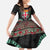 Fiji Coat of Arms Traditional Dashiki Family Matching Long Sleeve Bodycon Dress and Hawaiian Shirt Tapa Art and Palm Leaves Pattern Black Color - Polynesian Pride