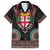 Fiji Coat of Arms Traditional Dashiki Family Matching Long Sleeve Bodycon Dress and Hawaiian Shirt Tapa Art and Palm Leaves Pattern Black Color - Polynesian Pride