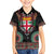 Fiji Coat of Arms Traditional Dashiki Family Matching Long Sleeve Bodycon Dress and Hawaiian Shirt Tapa Art and Palm Leaves Pattern Black Color - Polynesian Pride